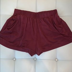 Impeccable Pig Wine-Colored Suède Shorts